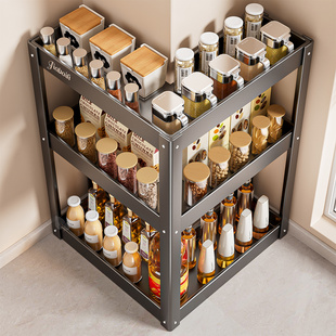 厨房转角调料品置物架2025新款多功能90度台面拐角调味料收纳放置