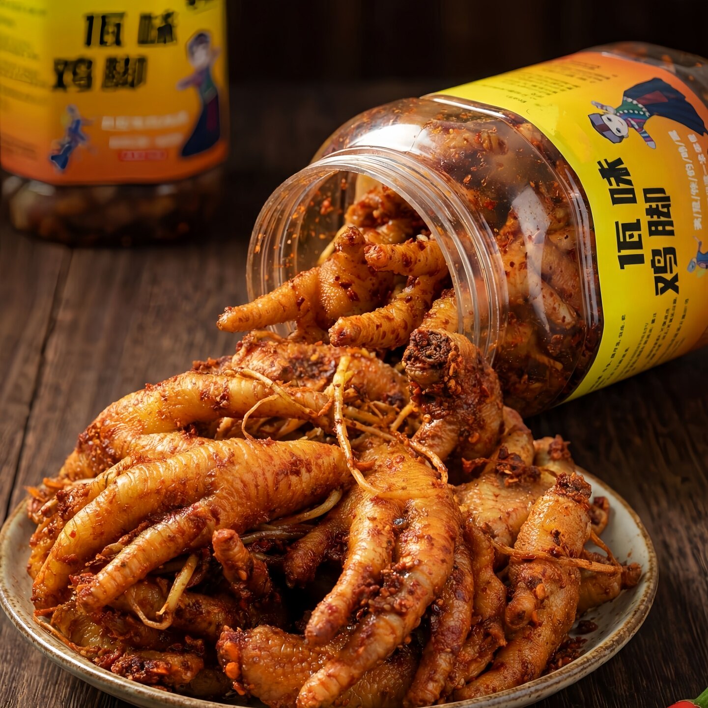 正宗云南佤味鸡爪爆辣鸡脚苤菜根网红零食带骨鸡爪深夜辣味零食