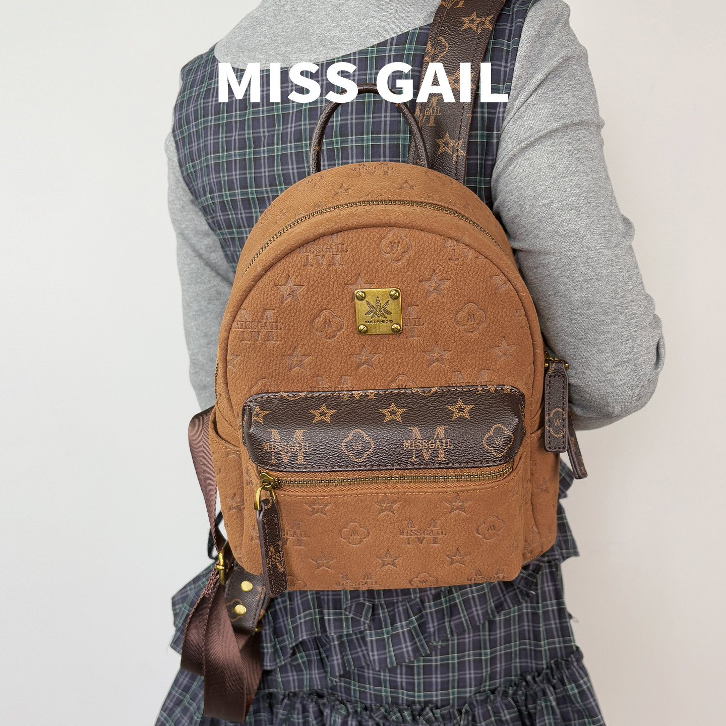 MissGail品牌纯色设计双肩背包女大学生百搭日常款早八通勤包小众