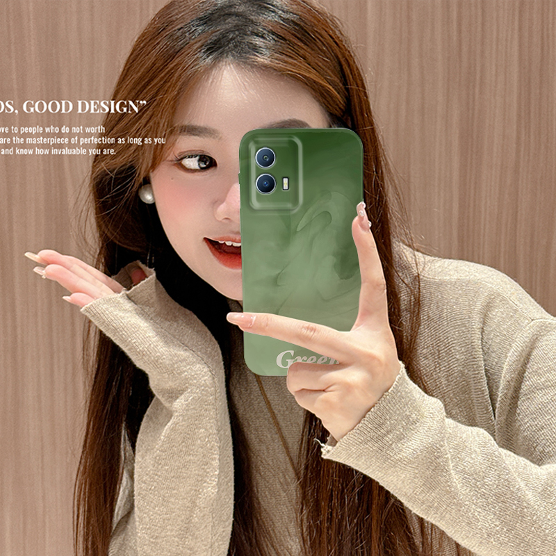 ins风绿色晕染适用iQOOU5手机壳iQOOU3菲林硬壳iQOOU3X网红男女保护套iQOOu1时尚ins风iQOOu1x个性潮牌创意