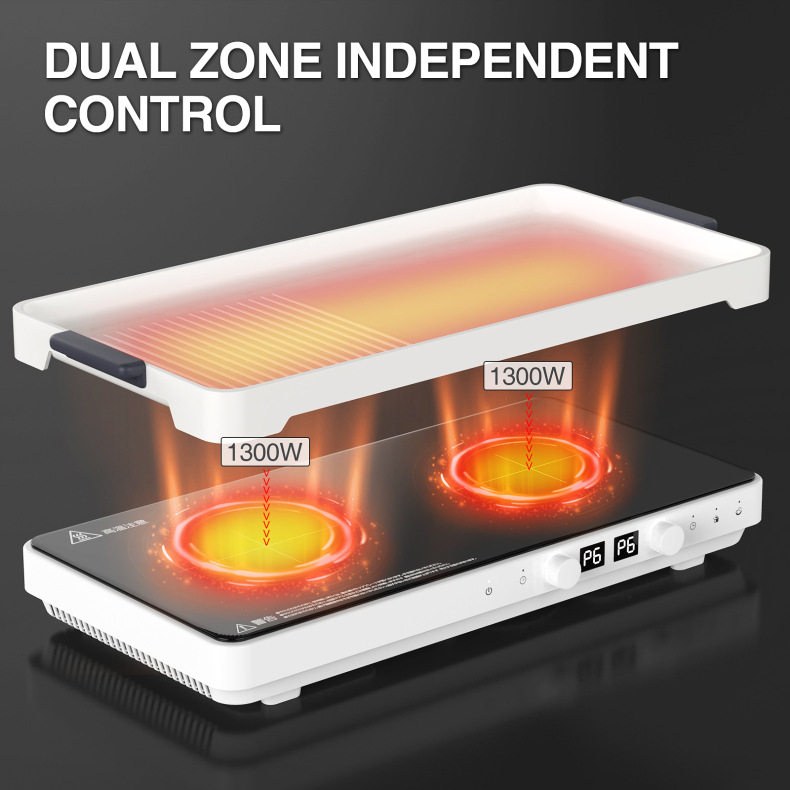 110V/220v双电磁炉多头电陶炉嵌入台式电炉大功率烧烤肉盘