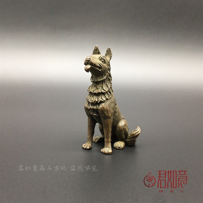 实心铜狗摆件 生肖小铜狗铜狼狗小动物小铜件铜雕件小狼狗铜茶宠图片