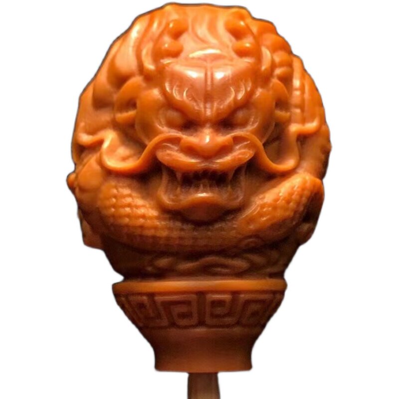 龙头橄榄核三通配饰文玩手串佛头配件配珠大核雕单籽一体精雕雕刻图片