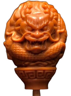 龙头橄榄核三通配饰文玩手串佛头配件配珠大核雕单籽一体精雕雕刻
