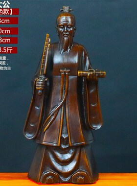 纯铜姜太公摆件姜子牙骑鹿拿打神鞭神像姜尚站立铜像招财家居摆设