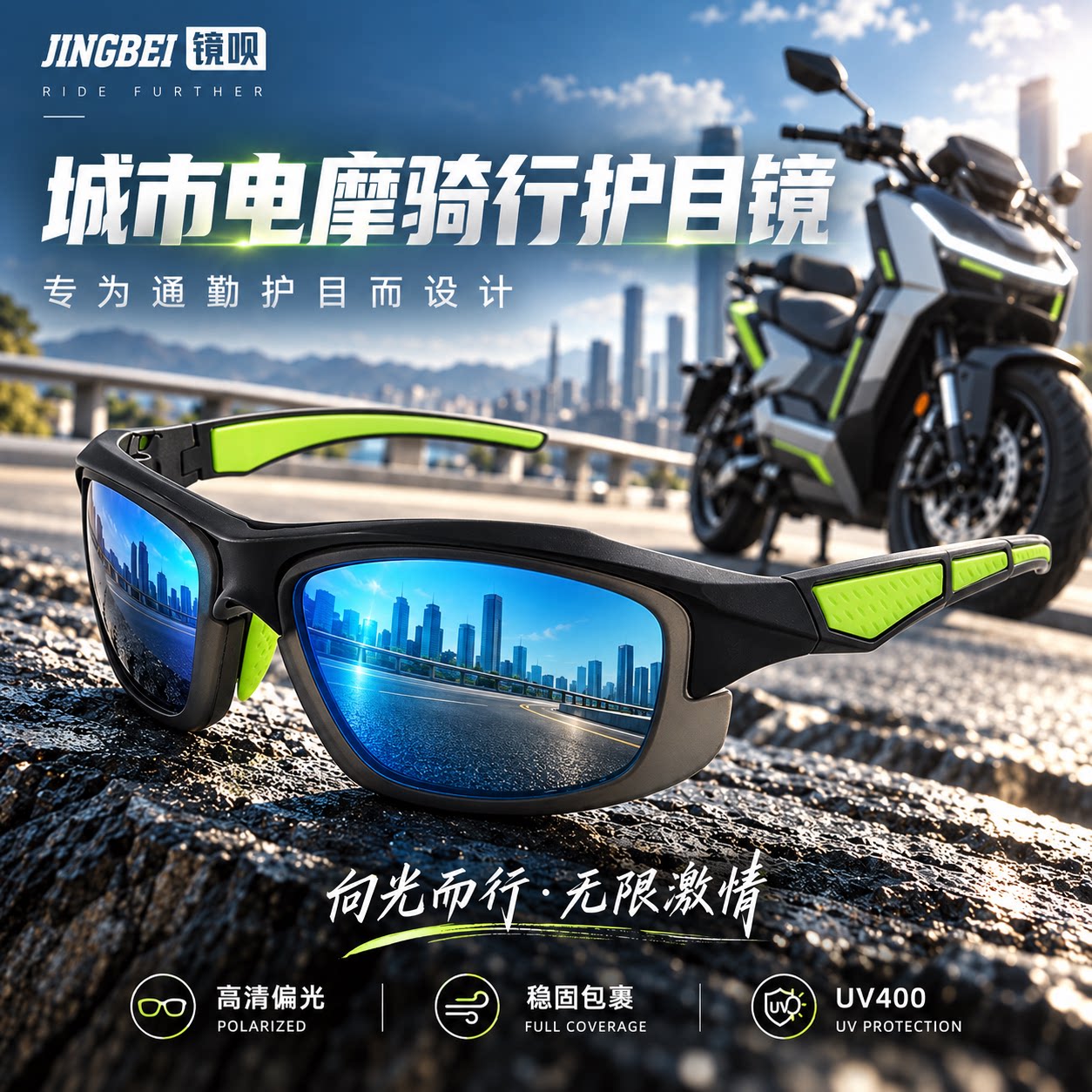 镜呗电摩托骑行眼镜高清偏光防紫外线跑步登山户外通用防风护目镜
