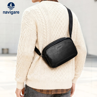 Navigare意大利小帆船男士小斜挎包通勤风2026年新款皮质单肩包