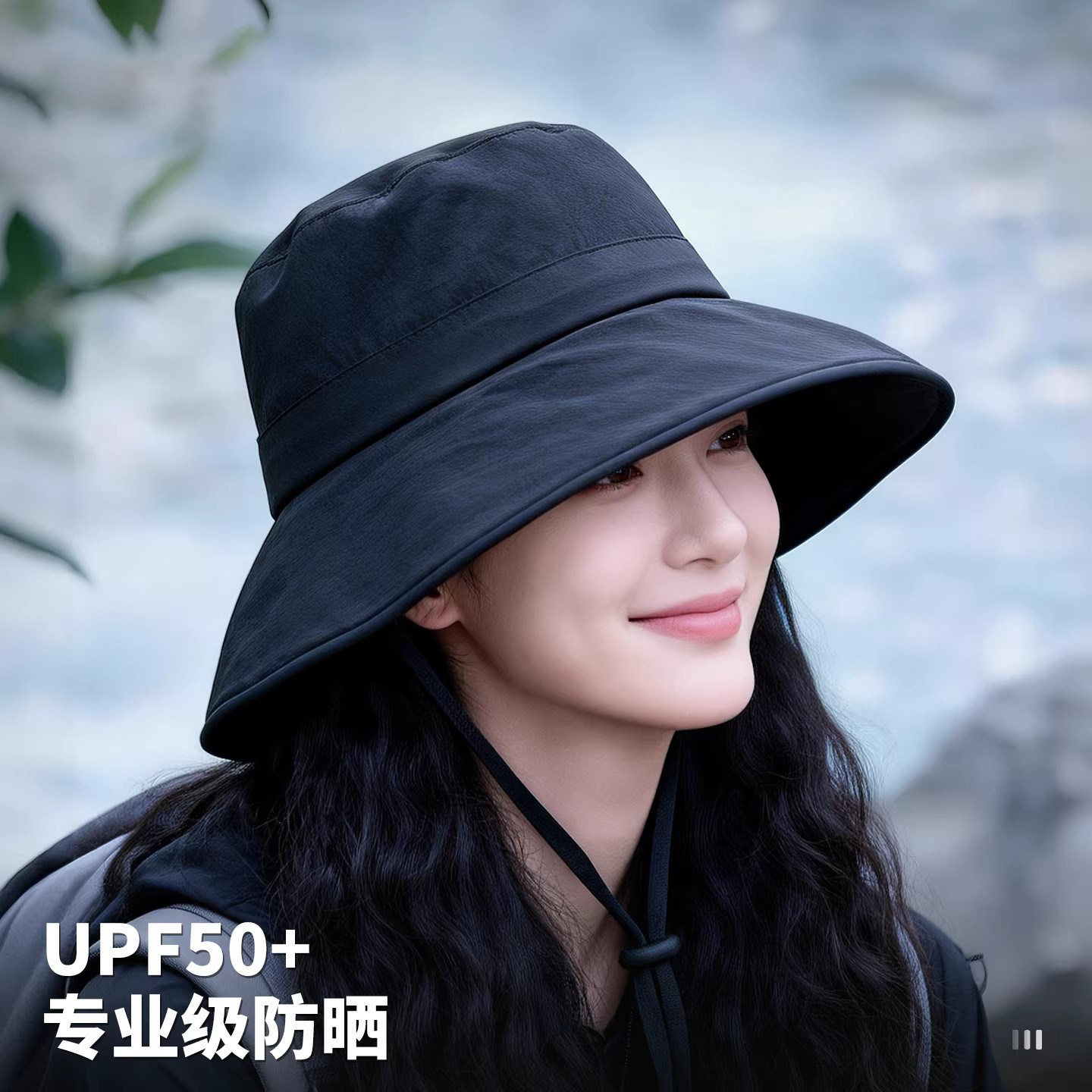 稻草人遮阳帽子女夏季新款户外登山徒步防紫外线渔夫帽大檐防晒帽