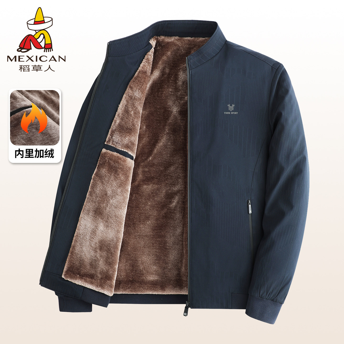 稻草人中年爸爸装加棉加厚外套2025秋冬季新款中老年夹克上衣男J