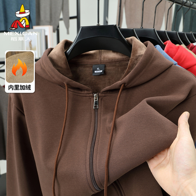 稻草人长袖连帽卫衣男针织开衫