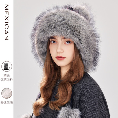 稻草人官方正品冬季保暖公主帽子女防寒内蒙古套头针织护耳雷锋帽