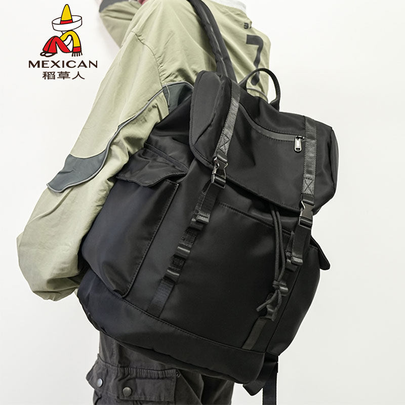 书包初中生高中生大学生男黑色双肩包耐脏防泼水大容量可套拉杆箱