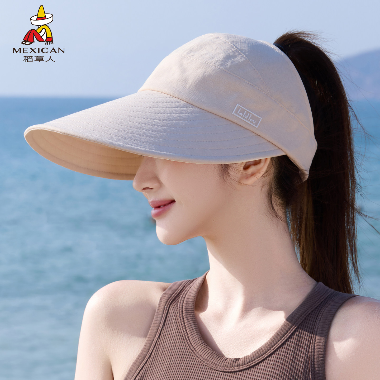 稻草人空顶帽子女2026夏季新款防晒遮阳帽户外防紫外线大檐鸭舌帽