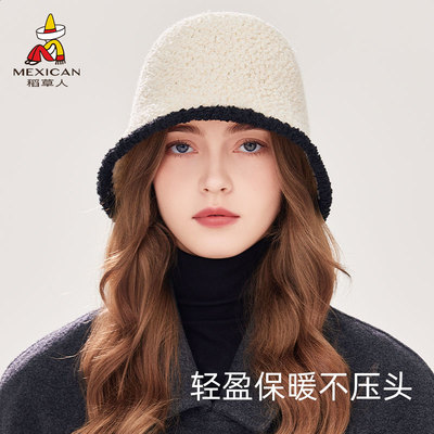 稻草人帽子女冬季大头围针织帽