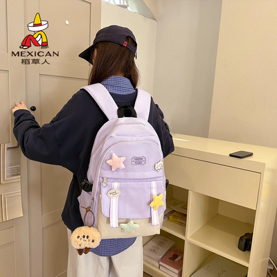 稻草人韩系新款高颜值清新糖果色背包高中生轻便旅行大容量双肩包