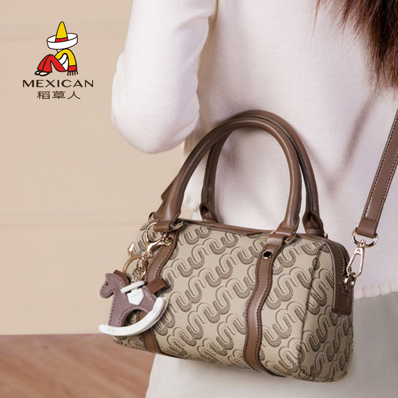 稻草人波士顿包老花枕头包女2025新款夏季高级感斜挎手提复古小包