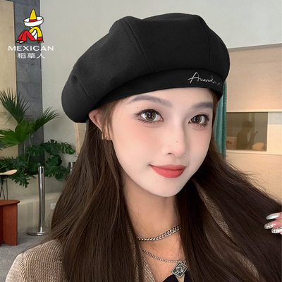 稻草人复古贝雷帽2025秋冬新款