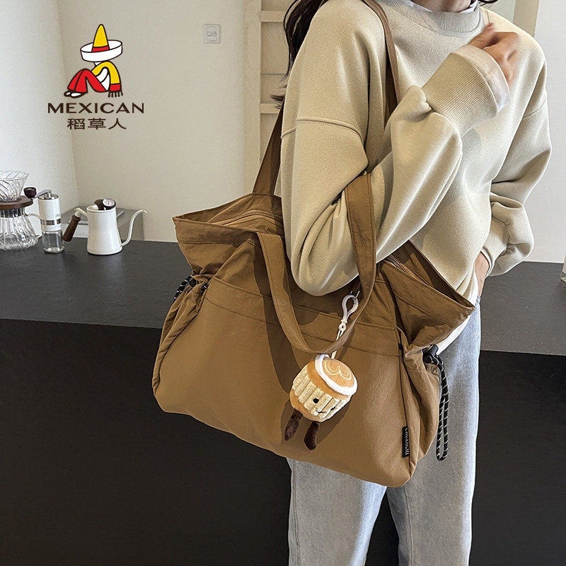 稻草人简约托特包小众设计原宿风质感通勤单肩包美拉德色手提包
