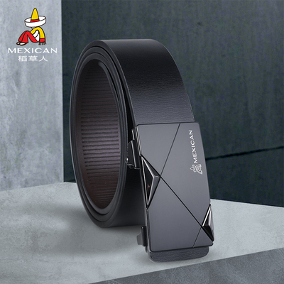 稻草人皮带男士正品时尚真牛皮无牙内穿式2026新款潮年轻人裤腰带