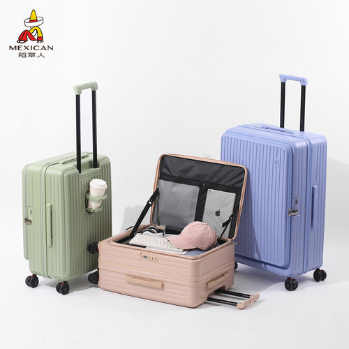 稻草人新款侧开盖行李箱男20寸24旅行箱可扩展拉杆箱女登机皮箱子