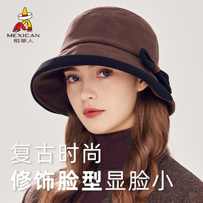 稻草人复古时尚渔夫帽女防风保暖