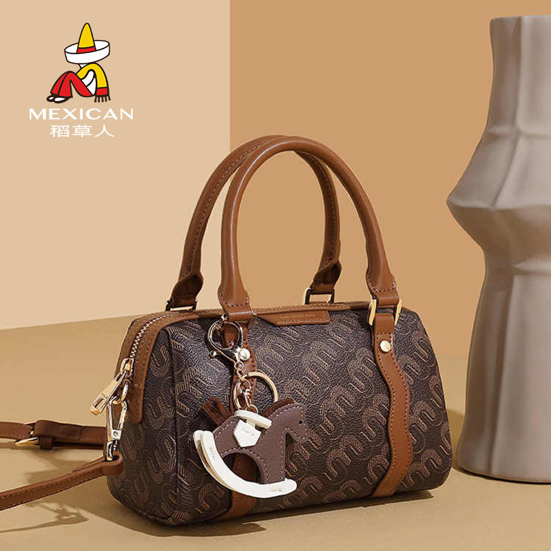 稻草人波士顿包老花枕头包女2025新款夏季高级感斜挎手提复古小包