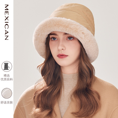 稻草人毛绒渔夫帽女冬季新款加厚显脸小保暖盆帽东北护耳雷锋帽子