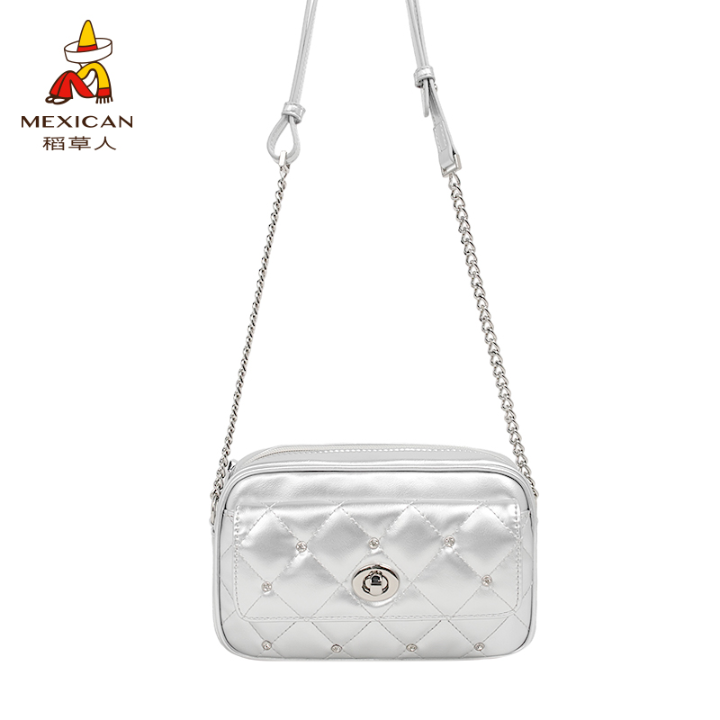 稻草人包包女包2025新款相机包菱格链条单肩包时尚百搭斜挎包正品
