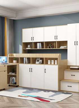 全实木床下柜高箱储物楼梯衣FTG柜书桌一带体组上合多功能儿童高