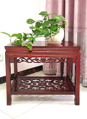 2I实装木质花缸架榆木鱼架子中式奇石桌盆F7558TH6室内整边角几简