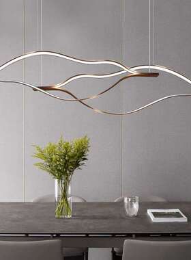 美式吊简约波长条线性餐现代不规则椭圆厅造型客餐厅展BTP浪厅茶