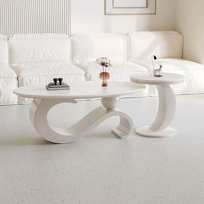 新岩板椭组圆款形小户型CMQ奢现代茶几客厅客厅家用茶桌子轻边几