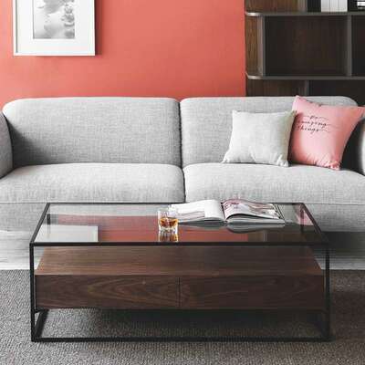 式厅茶几客简办公室美带抽VWL屉边几酒店民宿设计约师茶几电视柜