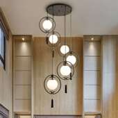 墅吊灯代现FWW约全铜高别档复式 简客厅吊灯 楼吧台楼梯吊灯中式