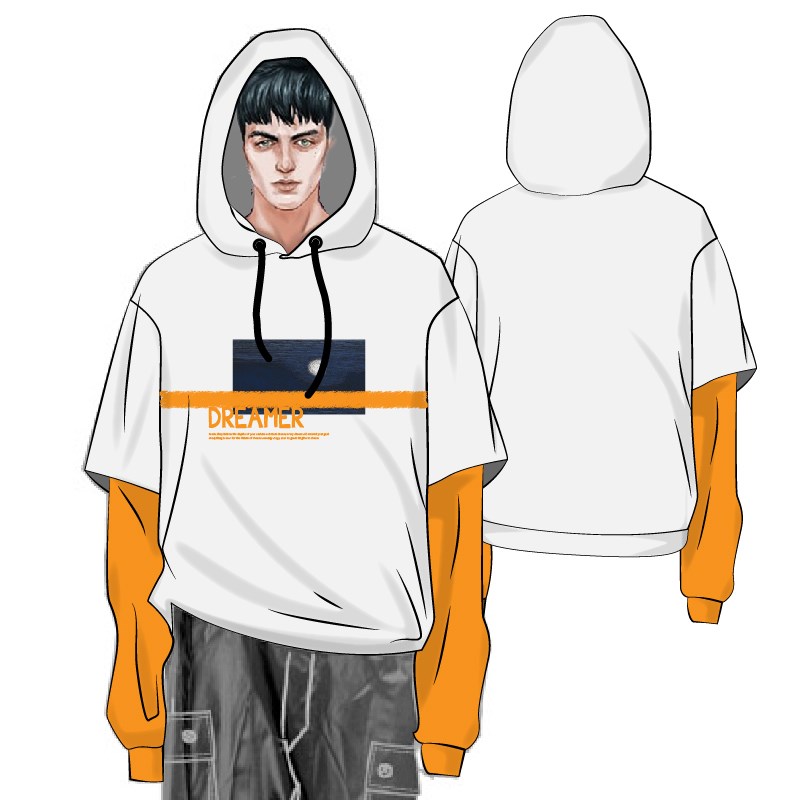 服饰设计定制生产男装潮流连帽y卫衣设计团体服设计服装效果图设