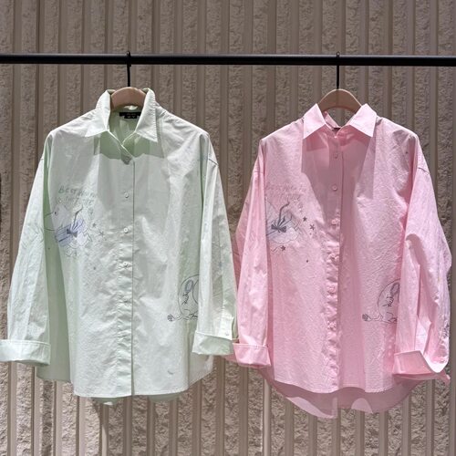 【MOOM联名】正品2026夏新品高支长绒棉白墨印花衬衫MBF2SHT022