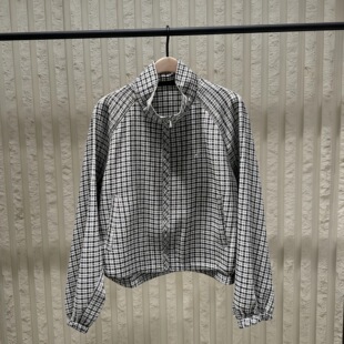 正品 蓝黑格纹抽绳轻运动外套夹克MBF2COT006 2026夏新品
