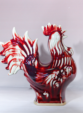 河南神垕钧瓷精美礼物桌上摆件装饰品礼物公鸡礼盒装可送长辈领导