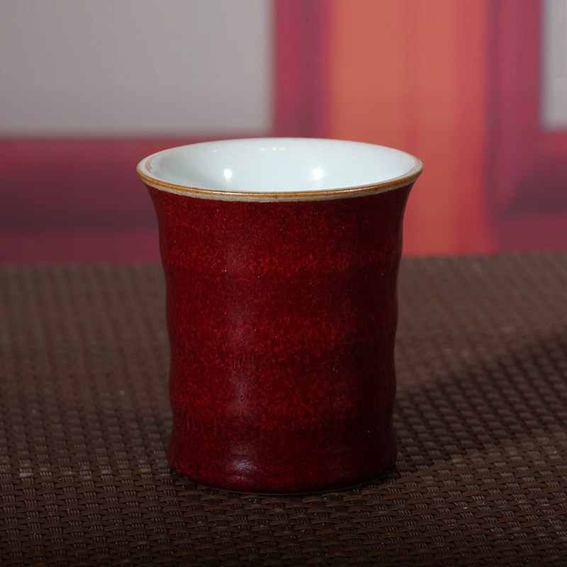 崔小宁大师手拉胚竹节杯钧瓷茶杯功夫茶具陶瓷个人杯品茗杯主人杯