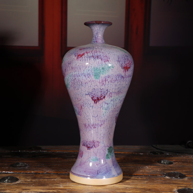 钧瓷花瓶复古中式陶瓷摆件梅瓶东方丽人玄关博古架插前台桌面花瓶