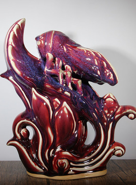 钧瓷摆件禹州神垕钧窑李亚洲大师作品一鸣惊人装饰收藏艺术文房品