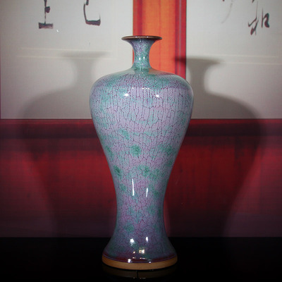 陶瓷钧瓷窑变釉丽人瓶家居办公桌面摆件新中式玄关装饰品插花花瓶