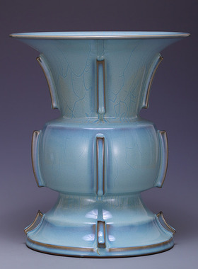 河南禹州神垕钧瓷高档摆件钧官窑出戟尊高端精品钧窑家居复古摆件