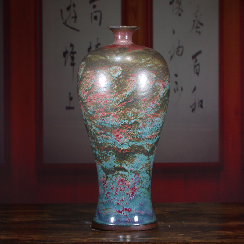 钧瓷花瓶李亚飞纯手工卢钧梅瓶高档家居客厅摆件复古工艺礼品中式