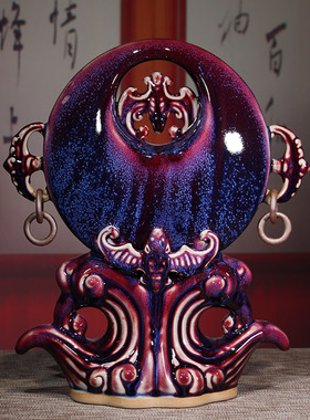 钧瓷摆件五福临门开业乔迁客厅玄关博古架新中式装饰工艺品礼品