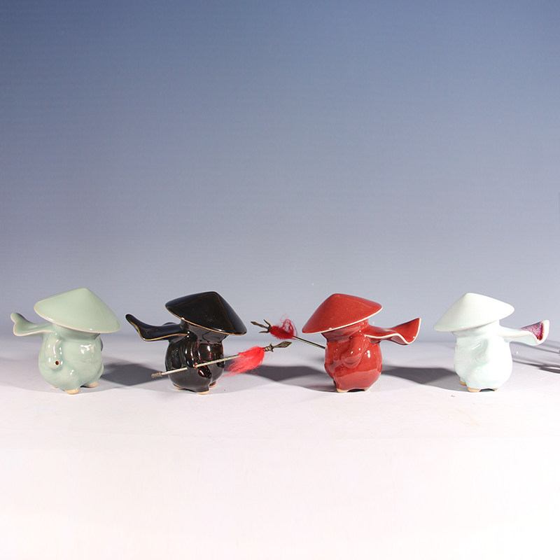 钧瓷摆件小侠客文创桌面茶宠陶瓷客厅网红创意香插礼盒装礼物可爱