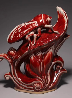 钧瓷摆件河南禹州神垕钧窑变釉一鸣惊人知了送朋友同事高档礼品