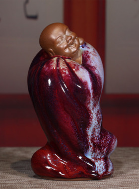 钧瓷杨志钧大师煤烧佛在心中福在其中陶瓷客厅博古架摆件祝福礼品