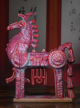 钧瓷精品美林马中式陶瓷家居摆件玄关博古架办公室装饰摆设工艺品