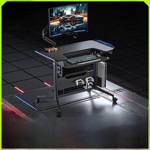 新款台式电竞桌小尺寸卧室书桌电动升降桌带洞洞板可放主机可移动
